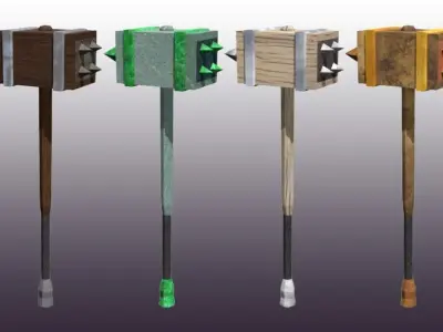 Lowpoly one-handed hammer pack Low-poly 3D model