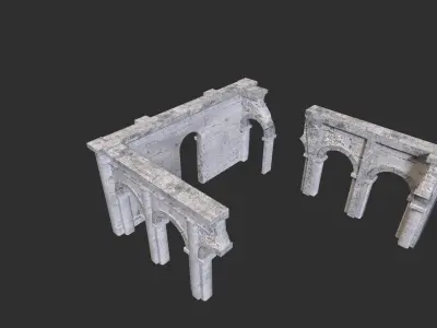 Medieval ruin Low-poly 3D model