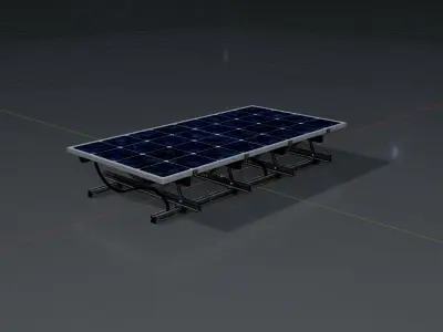 Solar module version 3 2x4m tilt angle 0 degrees with stand Low-poly 3D model