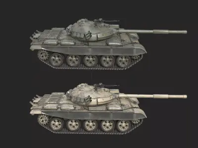 PBR 2 coatings  T-62 main battle tank of the Soviet Union T62 Low-poly 3D model