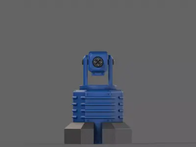PBR Turret Gun 03 Blue Low-poly 3D model