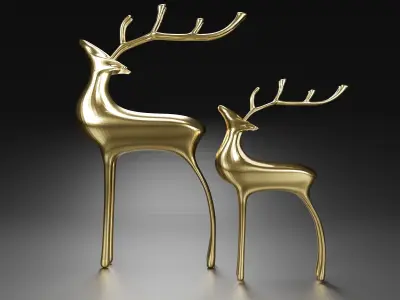 Model deer golden abstract geometric Free low-poly 3D model