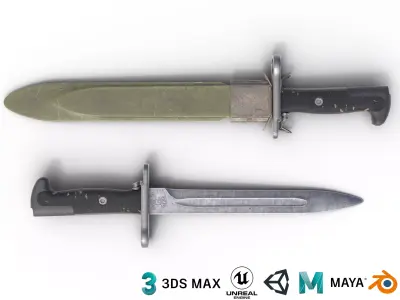 M1 garand bayonet Low-poly 3D model