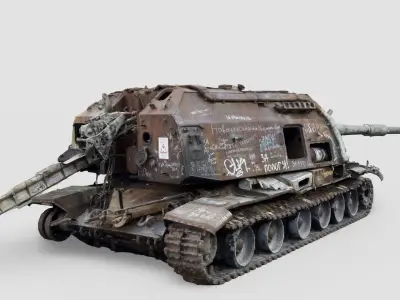 Destroyed 2S19 Msta 152 mm self-propelled howitzer M1990 3D model purchase