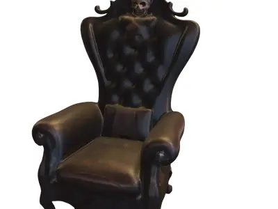 Skull Throne Armchair Dark Gothic Low-poly 3D model