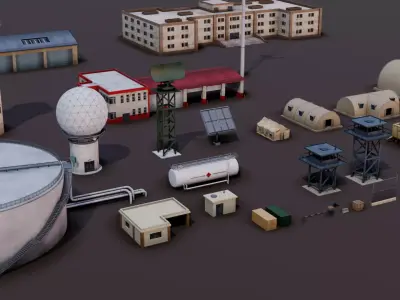 Army Base objects collection 3D model