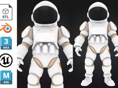 Stylized Astronaut Space Explorer Low-poly 3D model