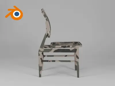 Camouflage military chair 3D model