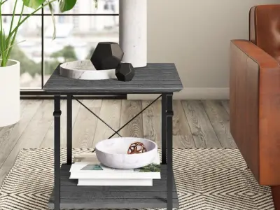 Zona Wood Medieval End Side Nightstand Table 3D model