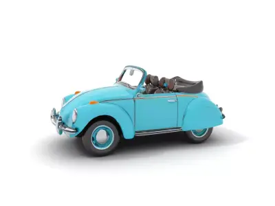 Turquoise Classic Convertible model pack Low-poly 3D model
