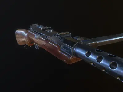 MP-34 german ww2 machine gun pbr Low-poly 3D model