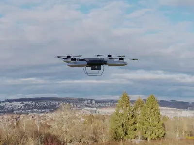 Drone flying in sky Low-poly 3D model