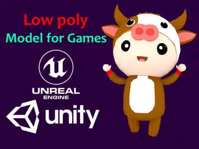 Chibi Cow Animated For Games Free low-poly 3D model