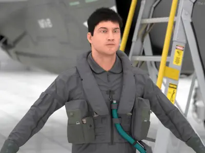 USAF Pilot Fur Rigged  purchase 3D model