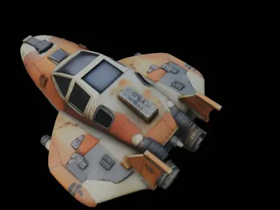 Rustic space craft  Low-poly 3D model