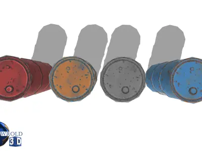 lowpoly metallic barrel 3d model Low-poly 3D model