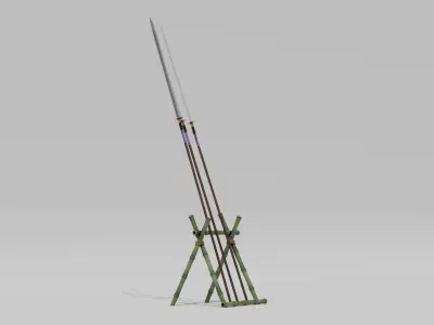 Japanese Furniture Kit - Yari sword-spear with rack  Low-poly 3D model