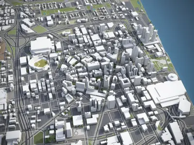 Detroit - city and surroundings 3D model