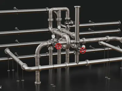 Modular Pipes - Tutorial - 3D Model with texture Low-poly 3D model