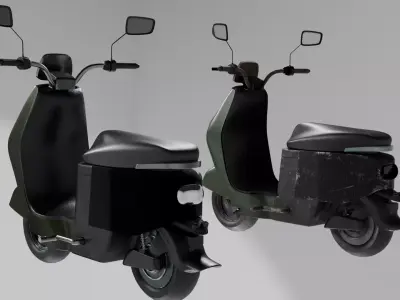 Retro Scooter 3D Model Clean and Damaged Versions 3D model