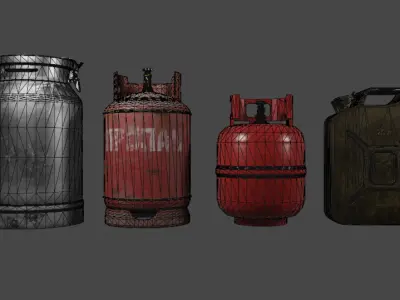Canister and water-can kit PBR  Low-poly 3D model