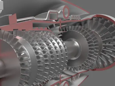 Turbine jet engine 3D model