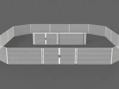 PBR Gate and Fence 4 Low-poly 3D model