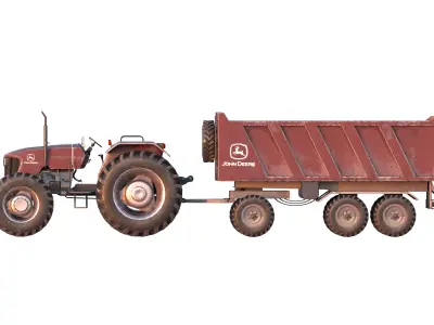 tractor trailer john deere 3D model