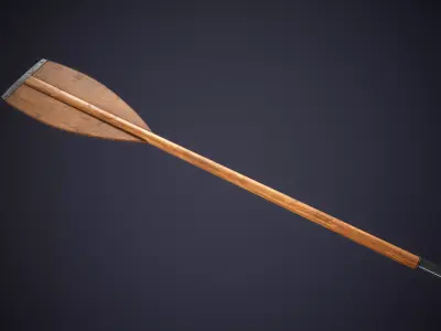 Wooden Boat Oar Low-poly 3D model