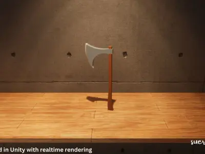Low Poly Axe on table Free low-poly 3D model