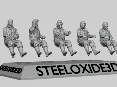 WWII Japanese pilots set 2 in cockpit for 3D printing 3D print model