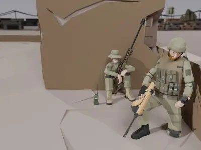 Low Poly Soldiers Rigged Free Free 3D model