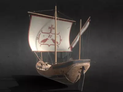 Caravel Ship Historical Sailing Vessel Low-poly 3D model