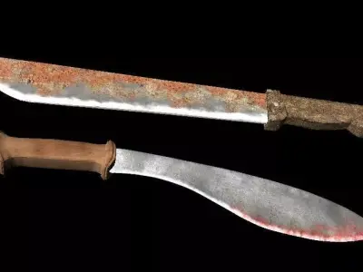 Two machete Low-poly 3D model