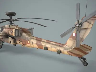Apache AH-64E Qatar Emiri Air Force Complex Animation Low-poly 3D model