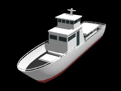 Low poly boat fishing Free low-poly 3D model