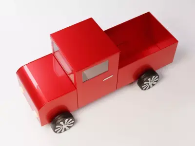 Red retro truck vintage pickup car 3D model
