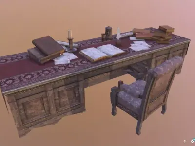 Antique Desk Low-poly 3D model purchase