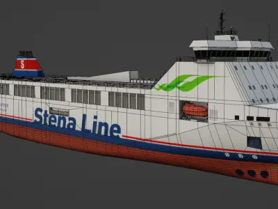 Methanol hybrid ferry Low-poly 3D model