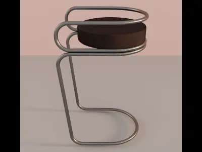 A bar stool with a round seat Free 3D model