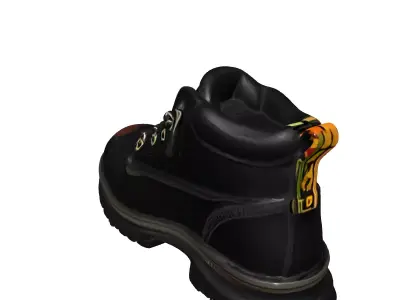 Rugged Black Work Boot 3D Model Low-poly 3D model