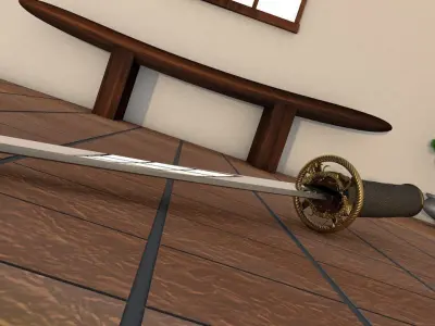 Katana sword 3D model 5