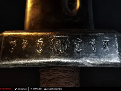Runic Flachion Sword - Steel and Bronze - PBR game ready weapon Low-poly 3D model