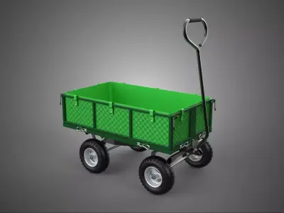 FOUR 4 WHEELED UTILITY CART WAGON TROLLEY DETACHABLE MESH POCKET 3D model