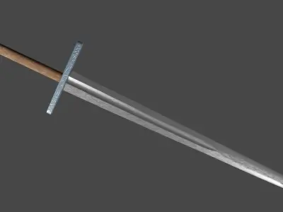 Excalibur sword with Grossmesser handle Low-poly 3D model