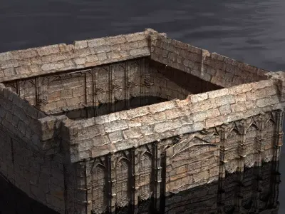Lizard Town Hall Walls 2  3D model