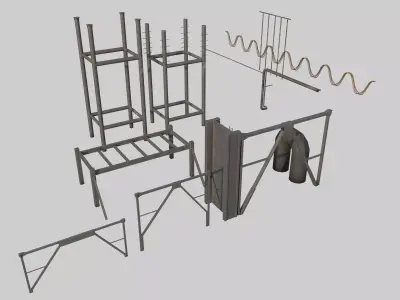 Hanger Pipes and Supports Low-poly 3D model