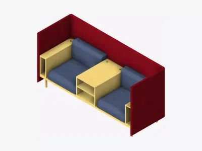 Sofa - Contemporary - Flame - Central Shelf - Armrest Shelf Low-poly 3D model buy
