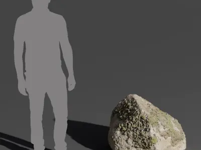  Warm Toned Peaked Mossy Smooth Large Rock Boulder Model 