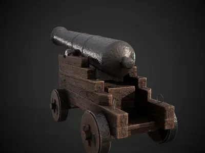 Medieval Cannon 4k PBR Low-poly 3D model